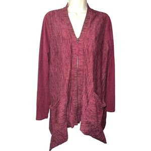 LOGO Lori Goldstein‎ Cardigan Womens Small Zip Front Sweater Asymmetrical Hem S